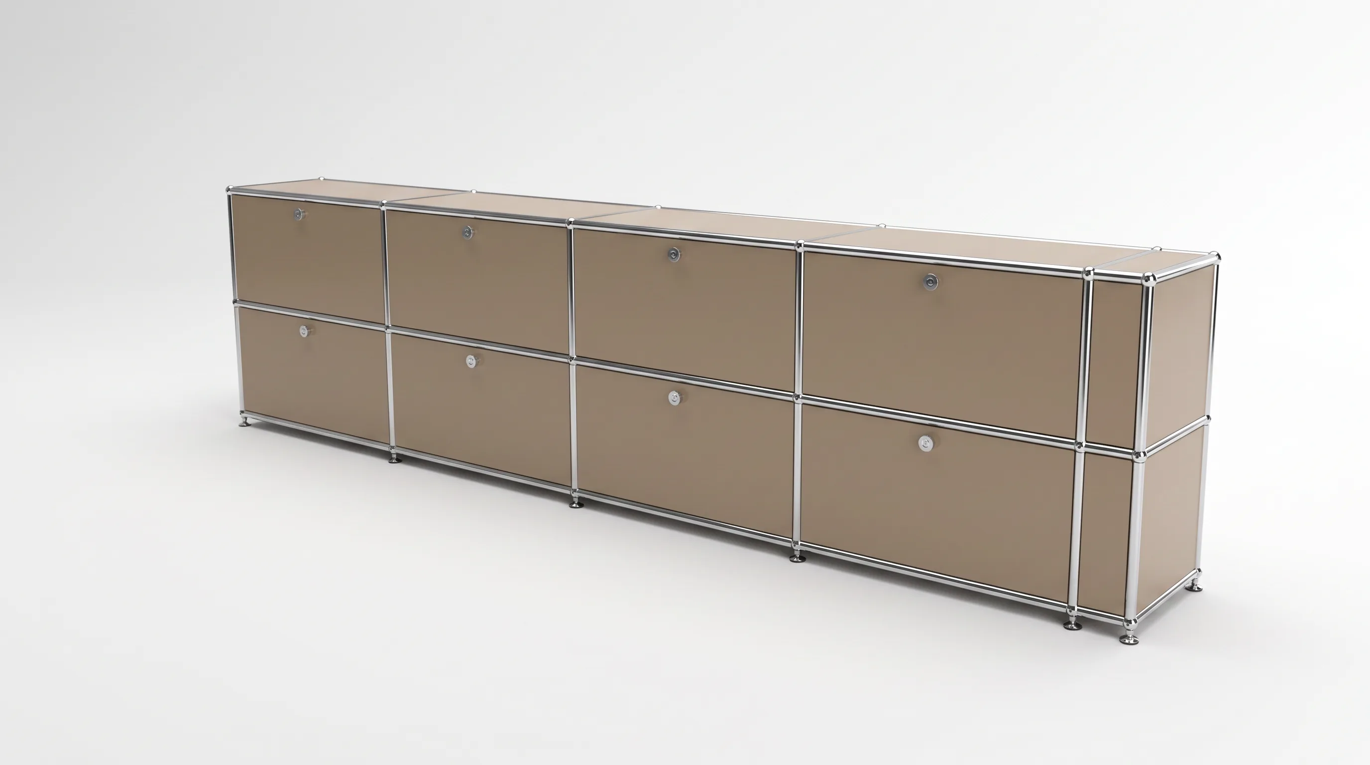 Individuell konfiguriertes USM Haller Möbel in Graubeige (RAL 1019), ca. 118 kg – fotorealistische Vorschau