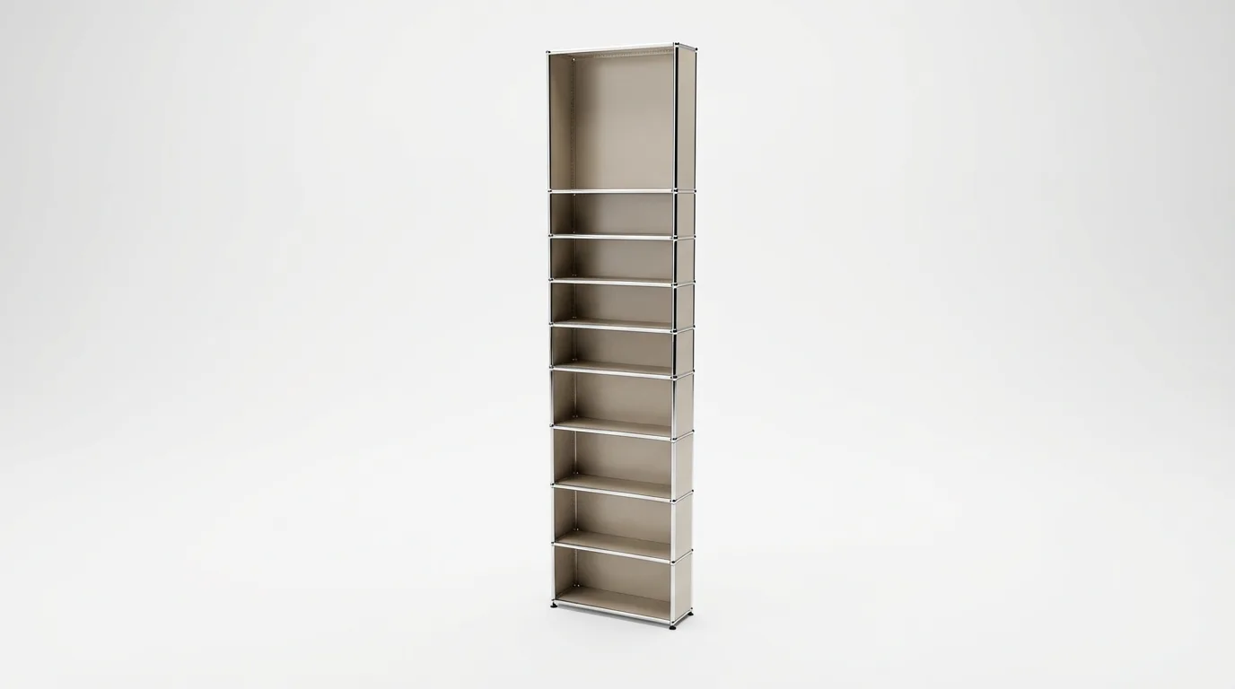 Individuell konfiguriertes USM Haller Möbel in Graubeige (RAL 1019), ca. 86 kg – fotorealistische Vorschau