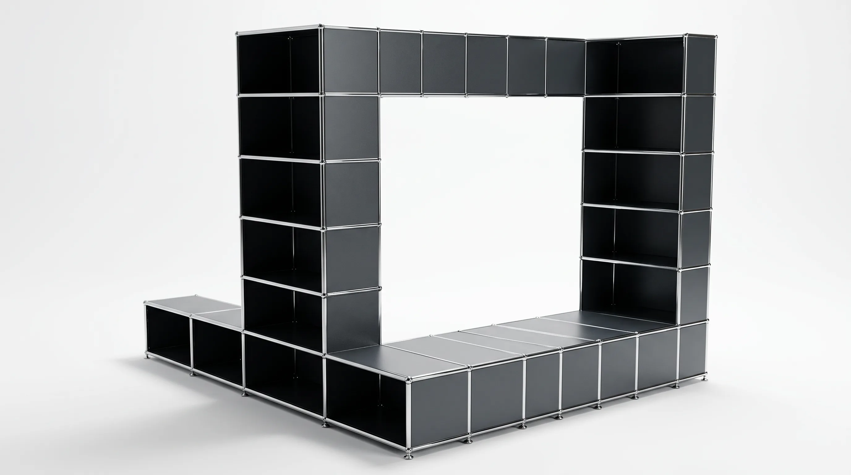 Individuell konfiguriertes USM Haller Möbel in Anthrazitgrau (RAL 7016), ca. 272 kg – fotorealistische Vorschau