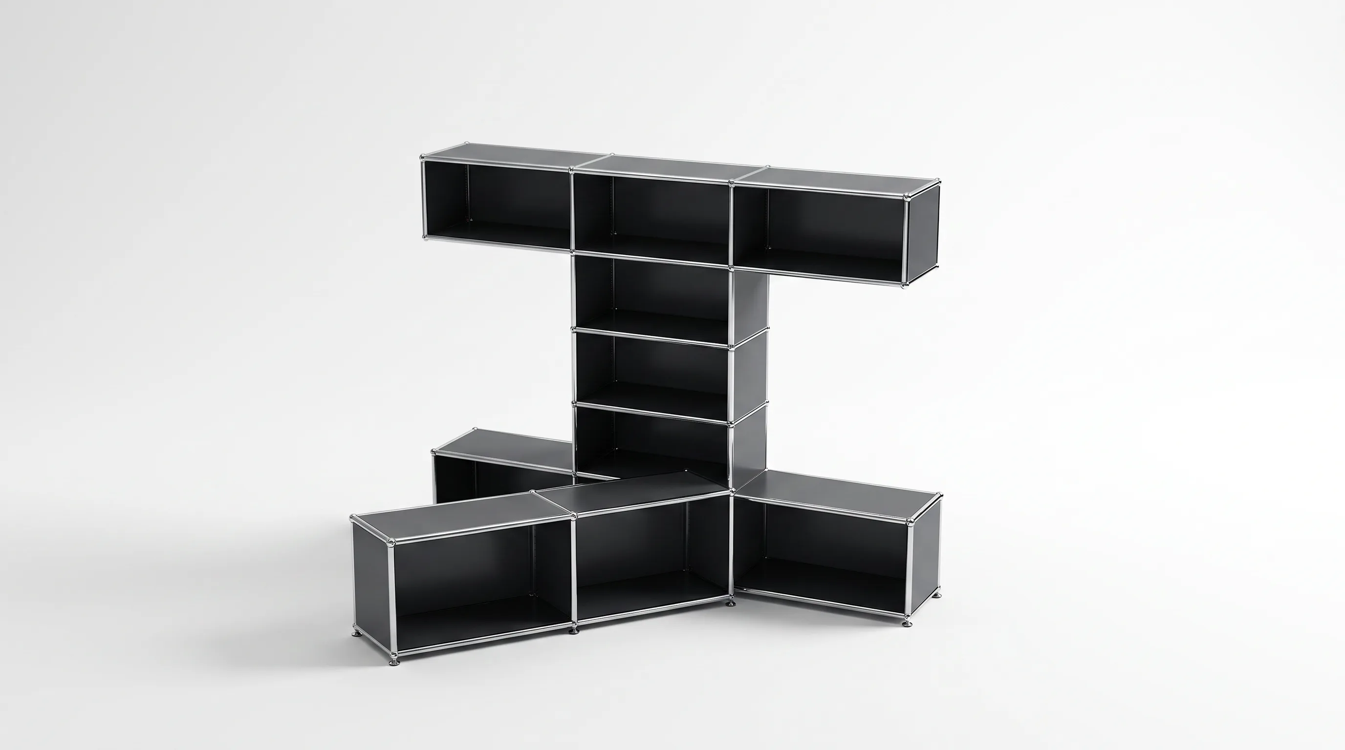 Individuell konfiguriertes USM Haller Möbel in Anthrazitgrau (RAL 7016), ca. 93 kg – fotorealistische Vorschau