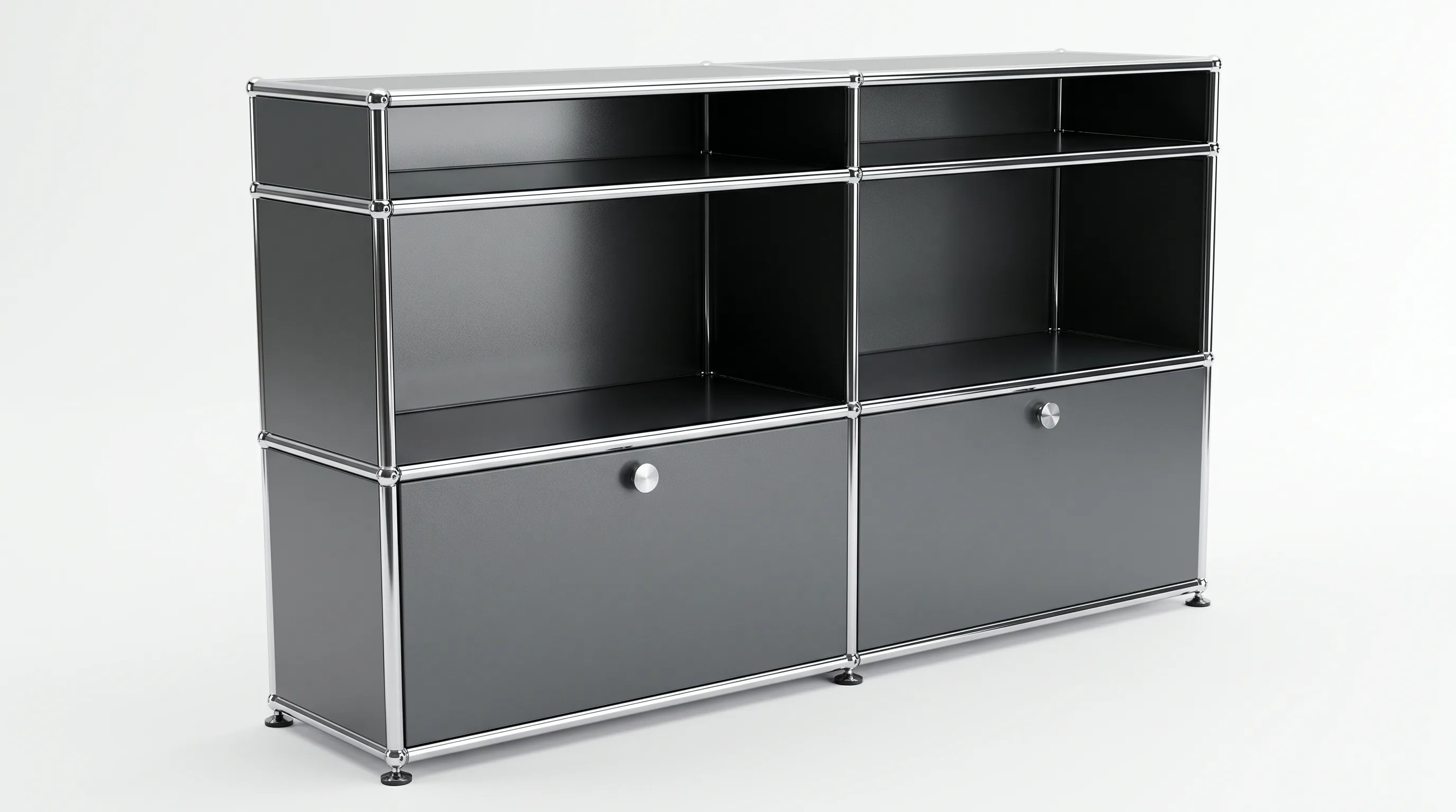Individuell konfiguriertes USM Haller Möbel in Anthrazitgrau (RAL 7016), ca. 63 kg – fotorealistische Vorschau