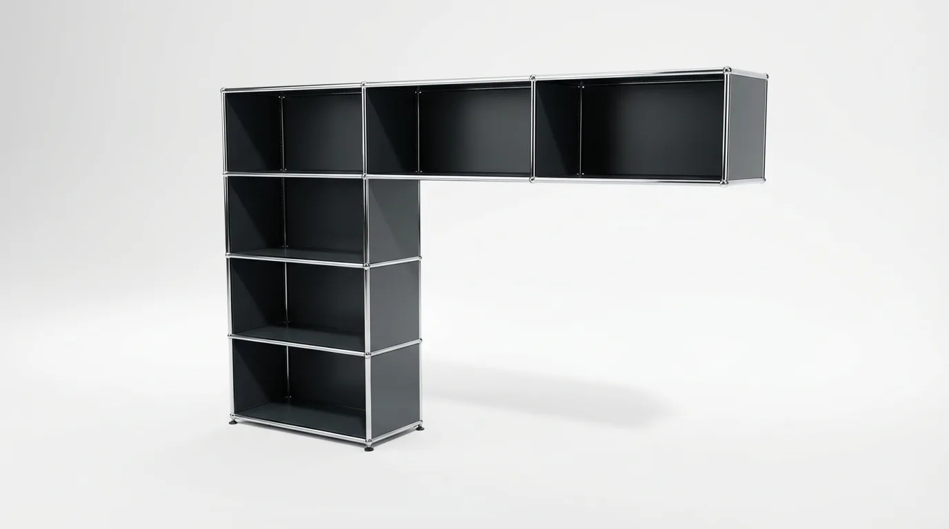 Individuell konfiguriertes USM Haller Möbel in Anthrazitgrau (RAL 7016), ca. 62 kg – fotorealistische Vorschau