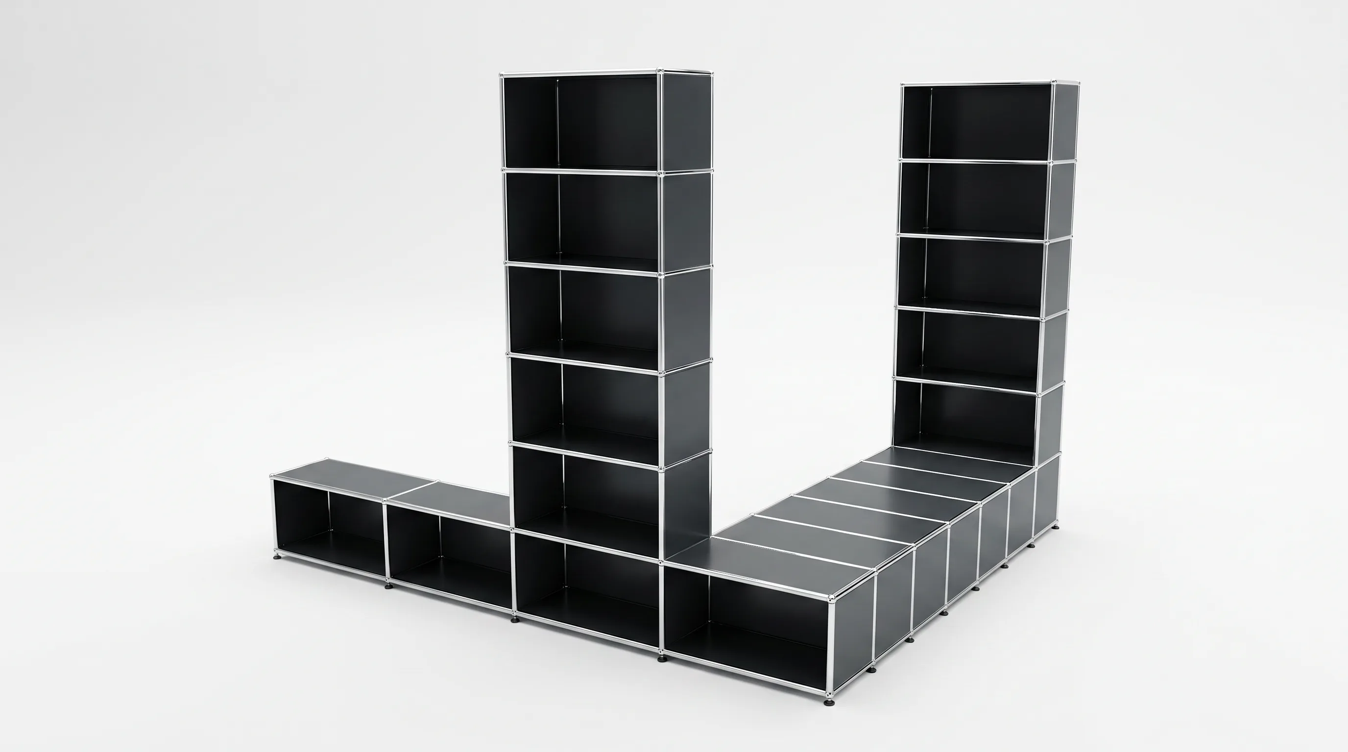 Individuell konfiguriertes USM Haller Möbel in Anthrazitgrau (RAL 7016), ca. 206 kg – fotorealistische Vorschau